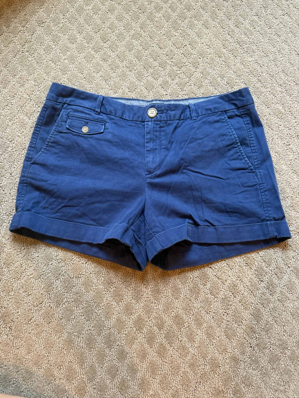 Banana Republic Navy Cotton Rolled-Hem Shorts